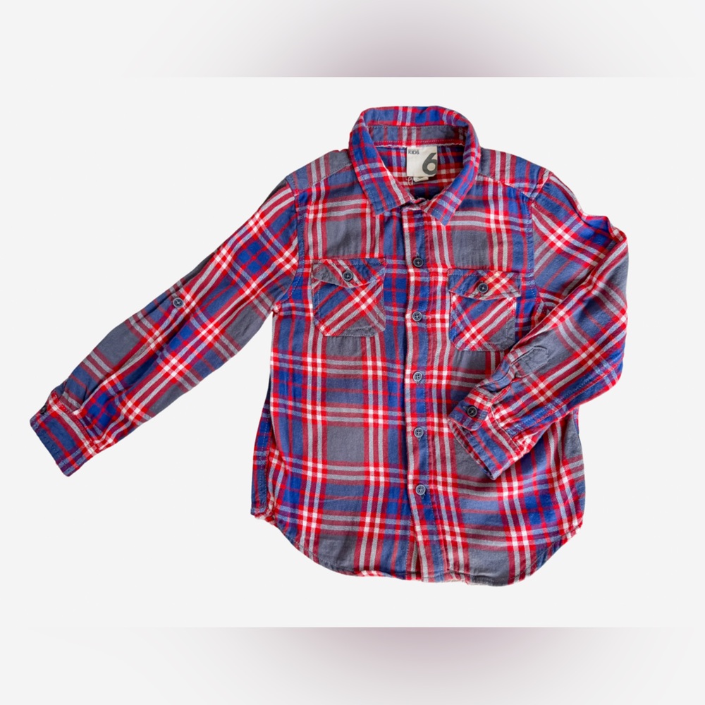 Cotton On Red and Blue Plaid Button Down Shirt
